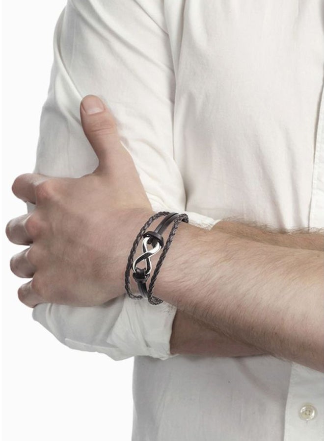 Shining Jewel Leather Braided Bracelet With Stainless Steel Charms  - Image 4