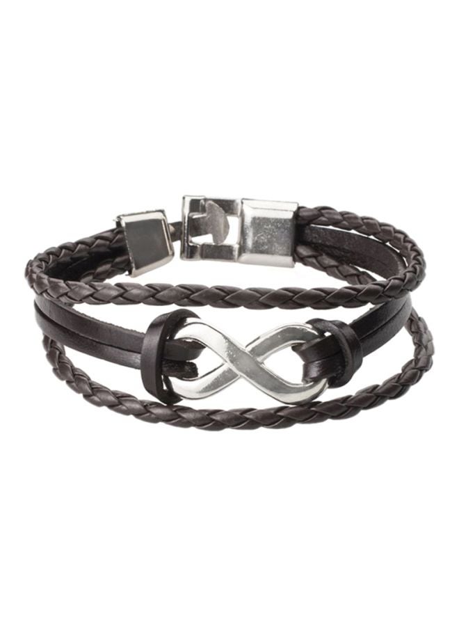 Shining Jewel Leather Braided Bracelet With Stainless Steel Charms  - Image 1