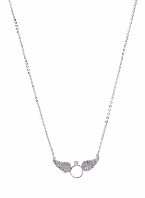 Cubic Zirconia Crystal Wing Necklace