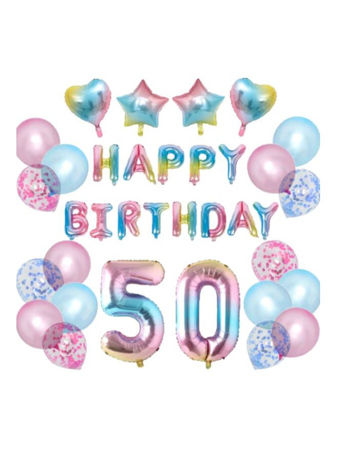 بيوينتي مجموعة بالونات للحفلات بعبارة "50th Birthday Party" مكونة من 35 قطعة - Image 1