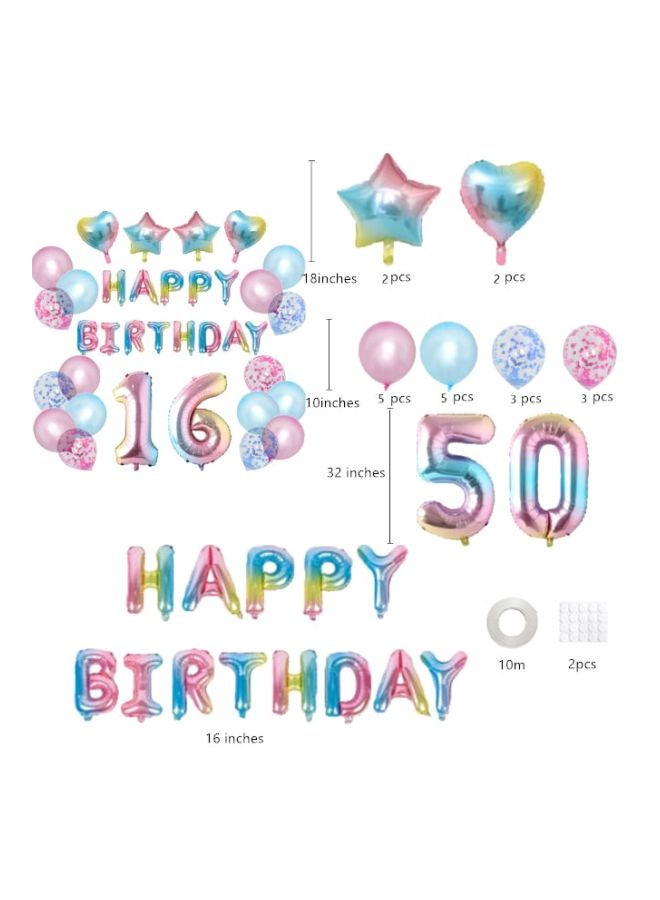 بيوينتي مجموعة بالونات للحفلات بعبارة "50th Birthday Party" مكونة من 35 قطعة - Image 2