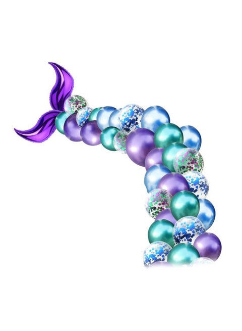 44-Piece Mermaid Tail Themed Decorative Balloon Set