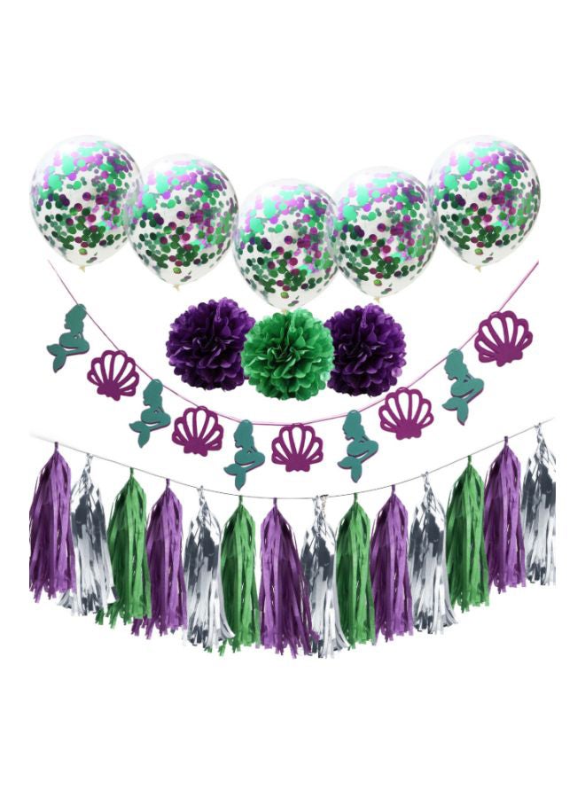 بيوينتي مجموعة بالونات زينة للحفلات مزينة بتصميم حورية البحر من 11 قطعة - Image 1