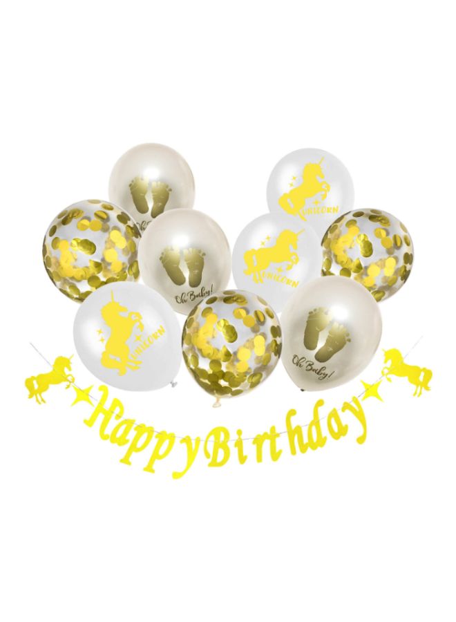 بيوينتي مجموعة بالونات لحفلات أعياد الميلاد مزينة برسمة يونيكورن من 10 قطع - Image 1