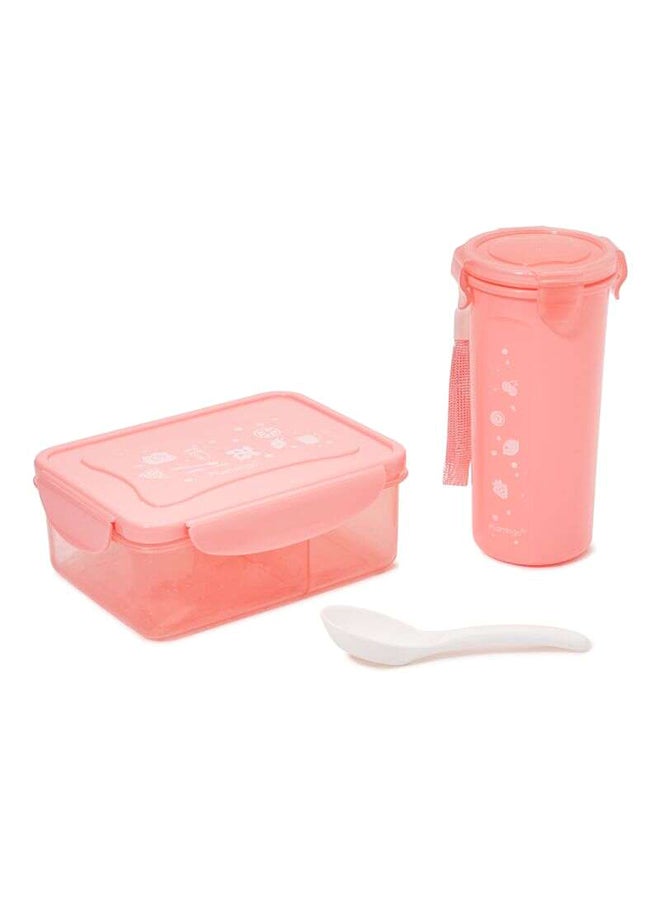 Flamingo Lunch Box With Bottle Set Pink 21centimeter - Image 1