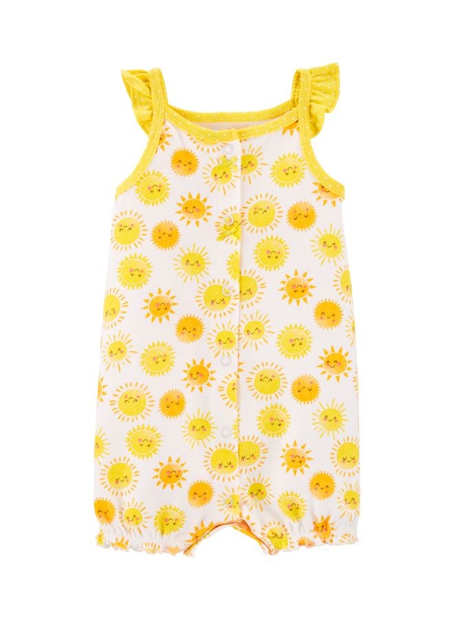 carter's Square Neck Sunshine Snap-Up Romper Yellow/White  - Image 1