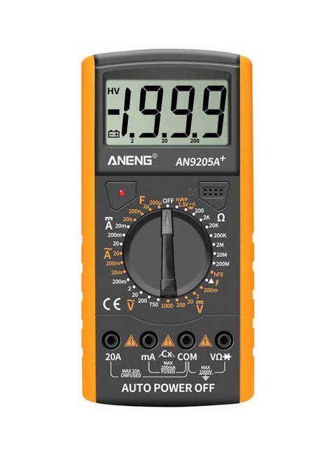 Digital Multimeter With LCD Display Grey/Yellow 9x18.2x3.5cm