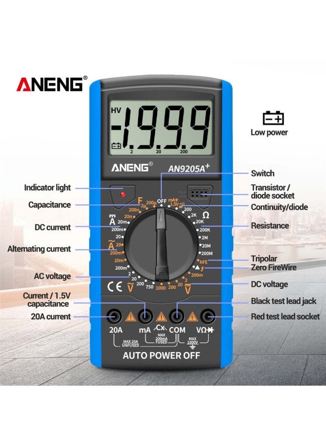 ANENG - Digital Multimeter With LCD Display Grey/Blue 90x182.5x35.4mm - Image 1