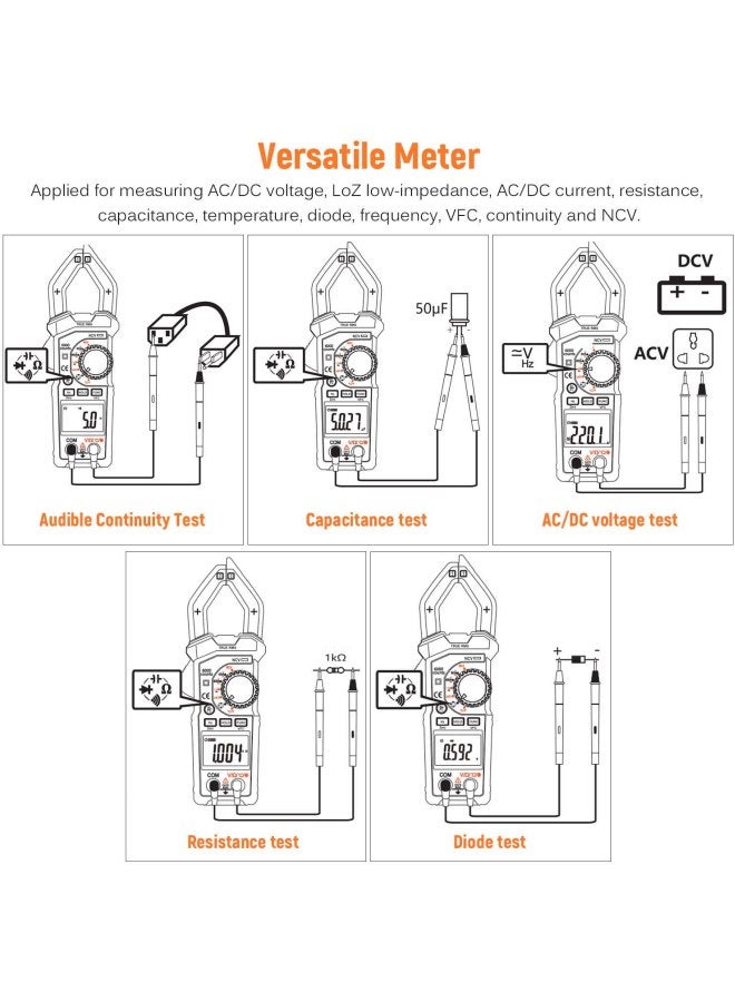 NJTY - Digital Clamp Meter Black/Orange/Grey 19x7.1x3cm - Image 1