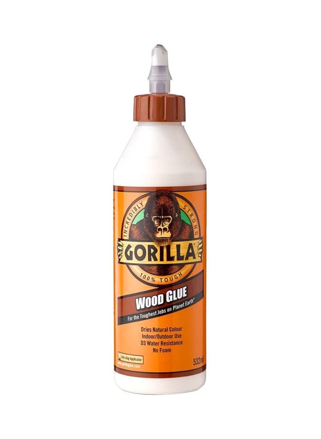 Gorilla Wood Glue, Indoor & Outdoor Carpentry Projects, Paintable, Sandable, Moisture Resistant, Clamping, 18oz/532mL, (Pack of 1) Natural Colour  - Image 1