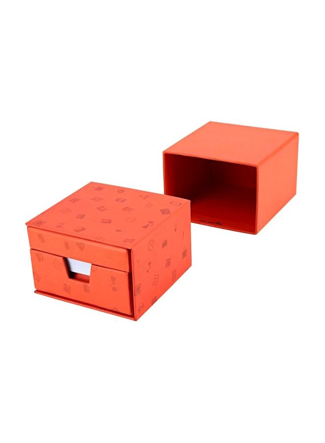 Eco-neutral Desk Organizer Cube Box With Memo Pads, Coaster And Calendar Orange