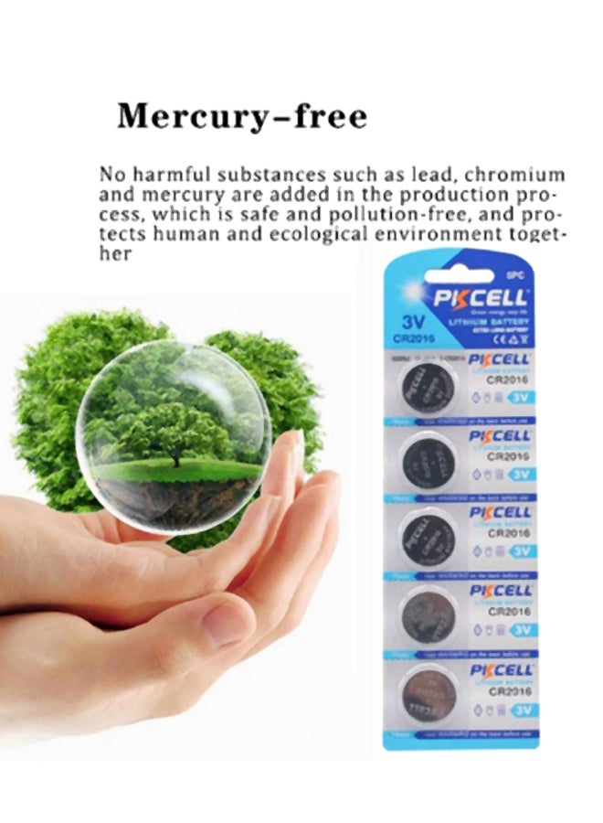 بي كي سيل طقم بطاريات ليثيوم على شكل عملة معدنية بجهد 3 فولت مكون من 5 قطع طراز CR2016 - Image 4