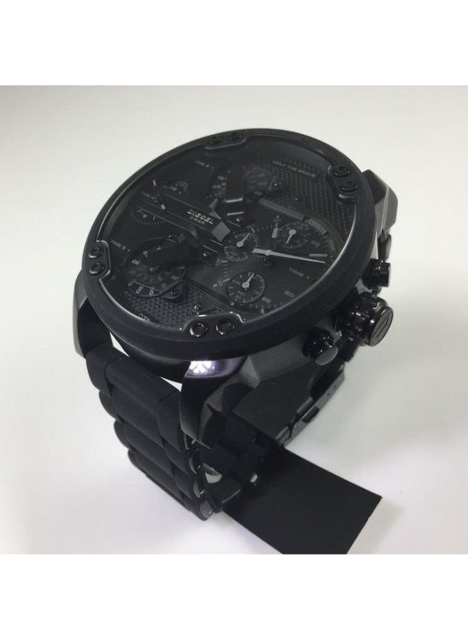 ديزل ساعة يد كرونوغراف مستر دادي 2.0 دائرية الشكل بسوار من الستانلس ستيل مقاس 57 ملم - لون أسود- 7396 للرجال - Image 4