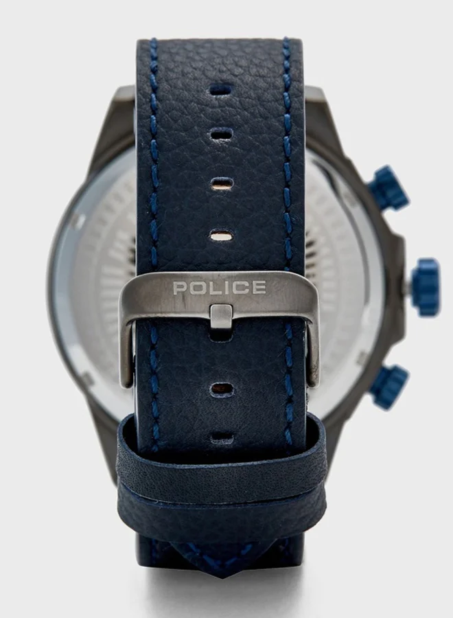 POLICE Belmont Round Shape Leather Band Chronograph Wrist Watch 50 mm - Black - P 15970JSU-61