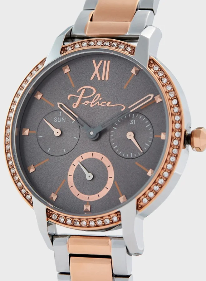 POLICE Women's Women's Nadu Round Shape Stainless Steel Analog Wrist Watch 42 mm - 2-Tone