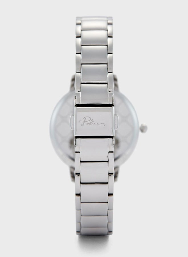 POLICE - Women's Nadu Round Shape Stainless Steel Analog Wrist Watch 42 mm - Silver - P 16043BS-79M - Image 1