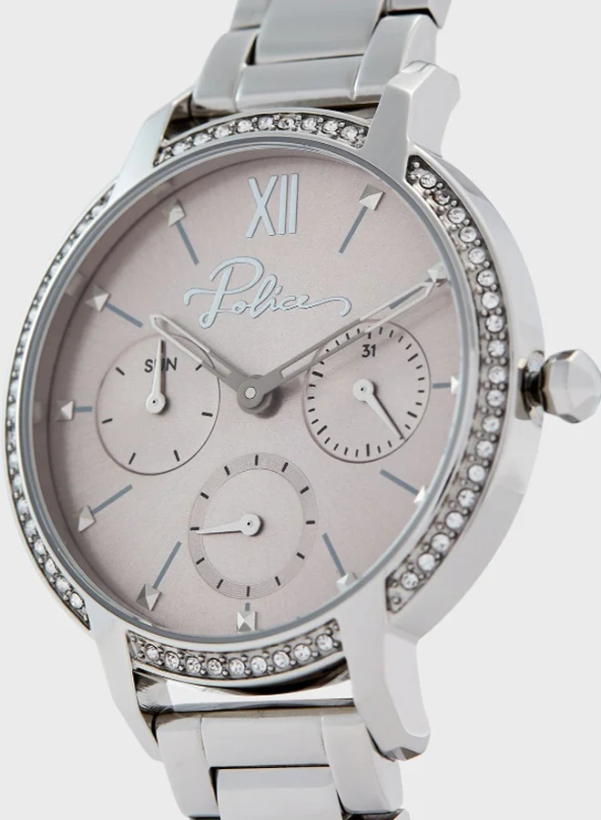 POLICE Women's Women's Nadu Round Shape Stainless Steel Analog Wrist Watch 42 mm - Silver