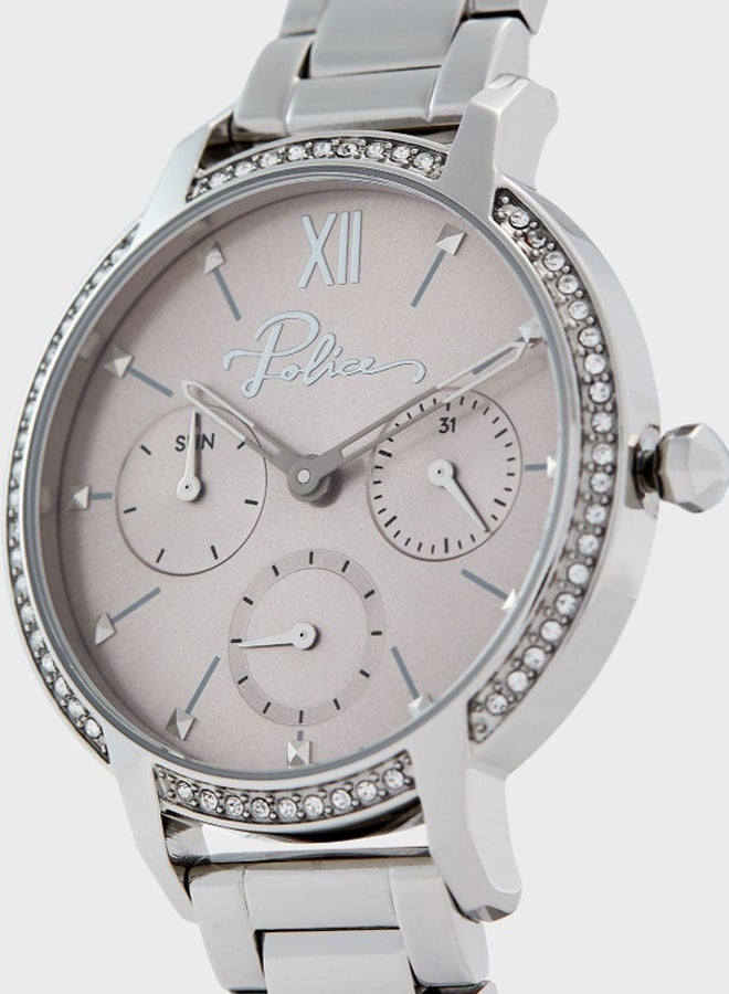 POLICE - Women's Nadu Round Shape Stainless Steel Analog Wrist Watch 42 mm - Silver - P 16043BS-79M - Image 1