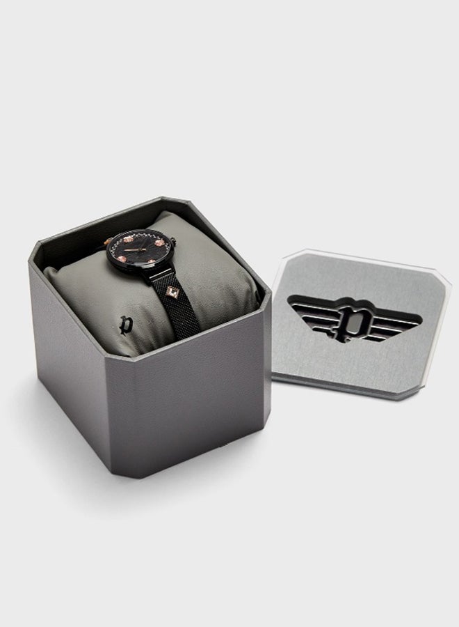 POLICE - Women's Socotra Round Shape Stainless Steel Analog Wrist Watch 42 mm - Black - P 16031MSB-02MM - Image 1