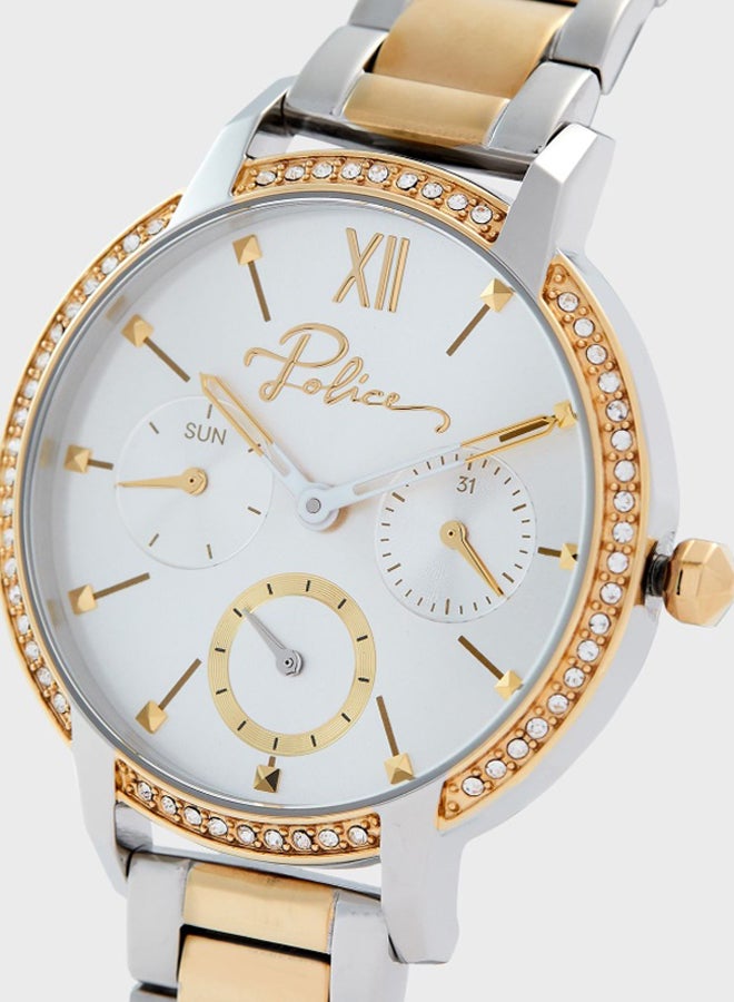 POLICE - Women's Nadu Round Shape Stainless Steel Analog Wrist Watch 34 mm - 2-Tone - P 16043BSTG-04M - Image 1