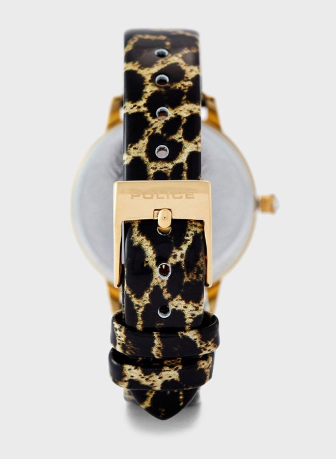POLICE Women's Bagan Round Shape Leather Band Analog Wrist Watch 36 mm - - P 16028MSG-02 - Image 5