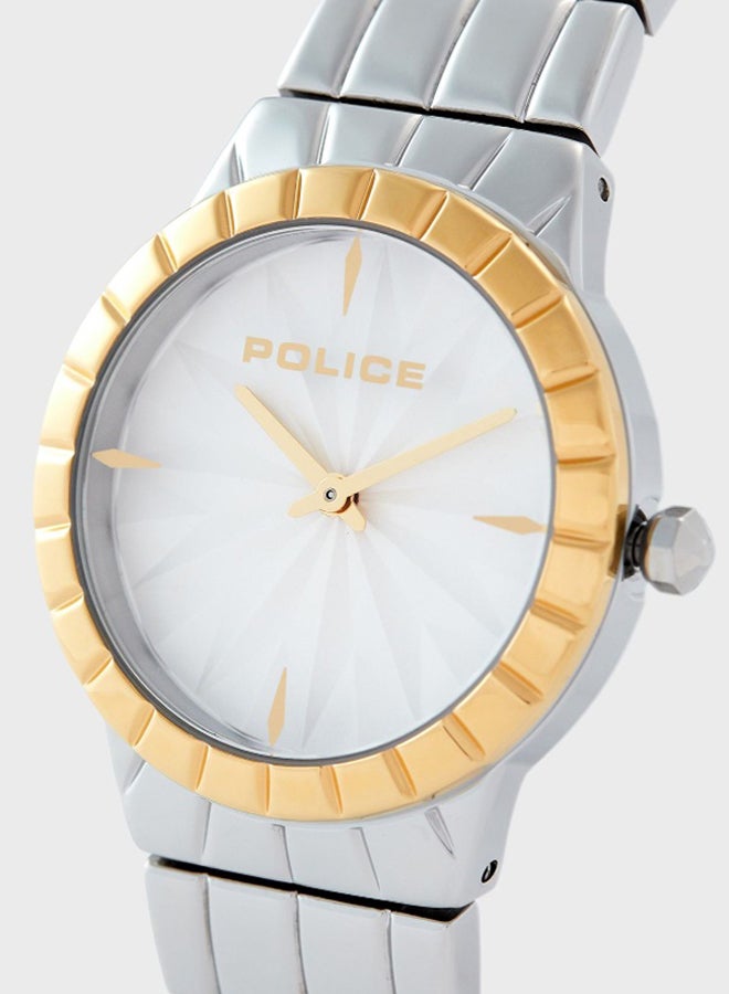 POLICE - Women's Shirowa Round Shape Stainless Steel Analog Wrist Watch 33 mm - Silver - P 16039BSTG-04M - Image 1