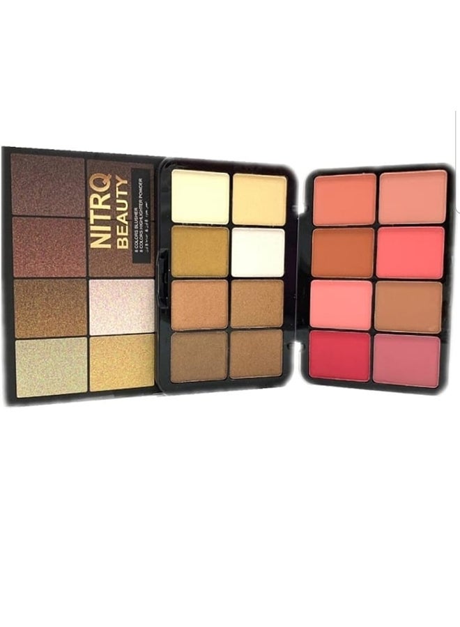 16-Colour Professional Blush And Highlighter Palette Multicolour