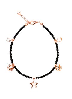 Alwan Crystal Anklet With Gold Plated Charms  - Image 1