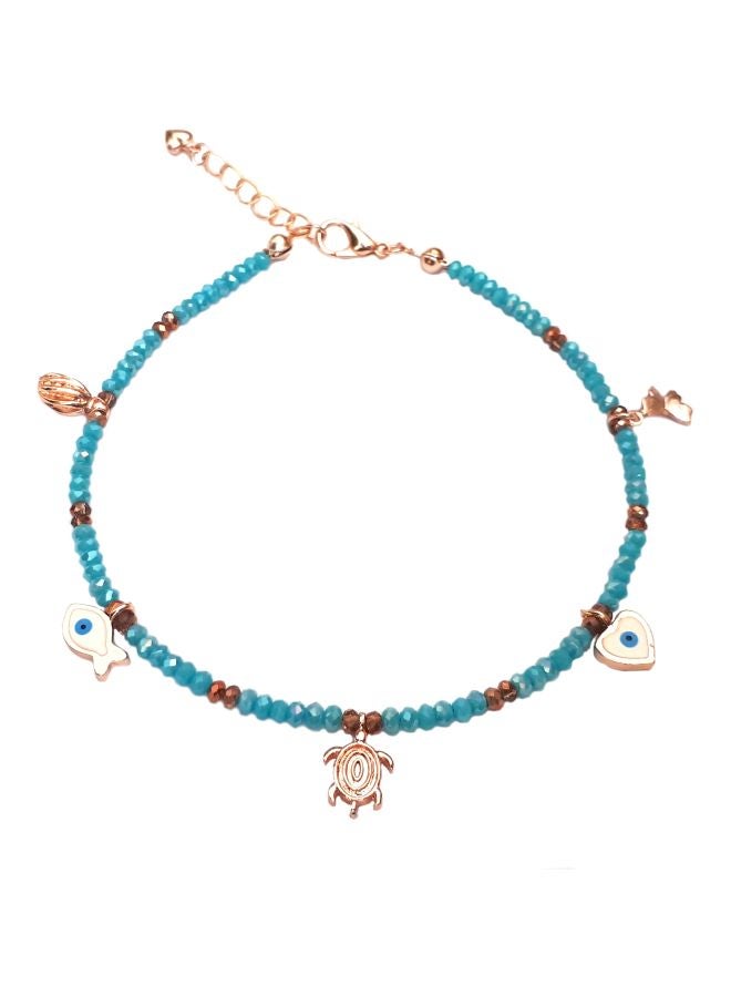 ألوان خلخال مصنوع  من الكريستال مزين بحلي مطلية بالذهب - Image 1