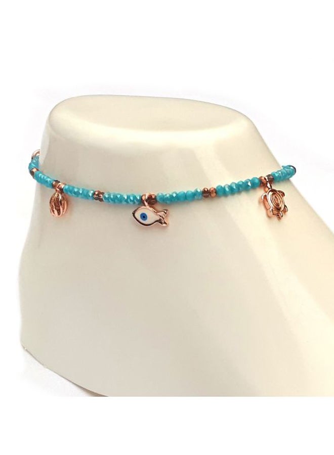 ألوان خلخال مصنوع  من الكريستال مزين بحلي مطلية بالذهب - Image 2