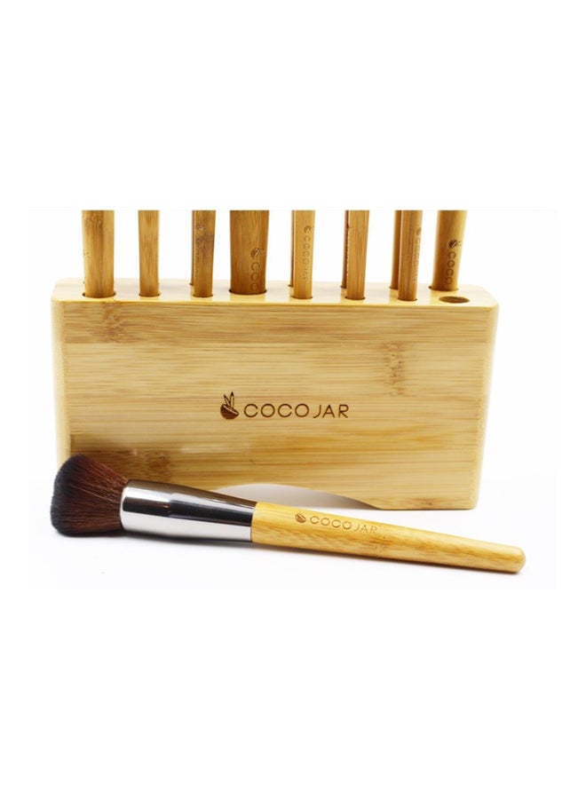 Coco Jar 16-Piece Bamboo Makeup Brushes And Stand Set Brown/Beige  - Image 3