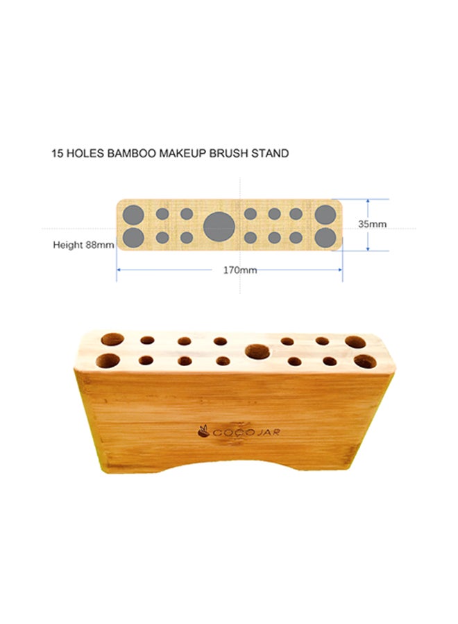Coco Jar 16-Piece Bamboo Makeup Brushes And Stand Set Brown/Beige  - Image 4