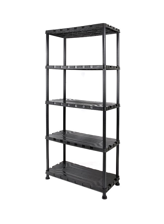 5-Tier Heavy Duty Plastic Shelving Unit, 67 Inches Tall, 30Kg Per Shelf, Modular Garage Rack Storage Organizer, For Home Basement Laundry, Black, Size: 74W X 32D X 171H Cm- 320402 Black 74 x 32 x 171cm