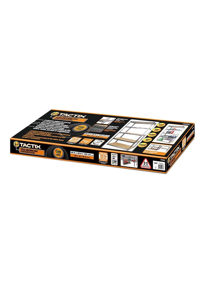 Tactix - 5-Tier Storage Shelves, Industrial Strength Steel, Boltless Assembly, Powder Coated, Holds Upto 320 Kg/Shelf, For Shed Warehouse Basement Garage, Grey, Size: 86.5W X 35.5D X 183H Cm- 329016 Black/Silver 86.5 x 35.5 x 183cm - Image 1
