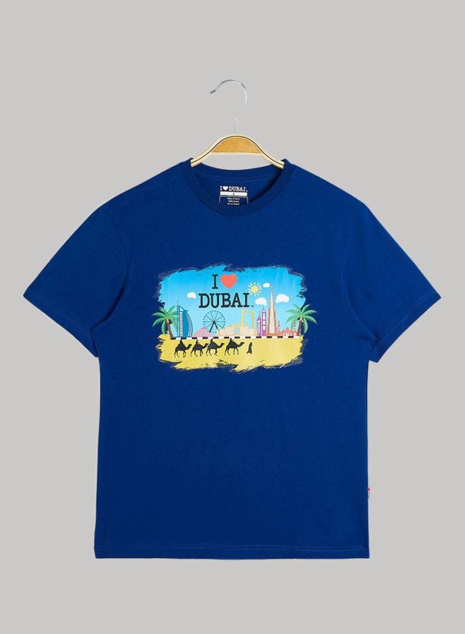 Al Jaber - I Love Dubai Printed T-Shirt Blue/Yellow/Black - Image 1