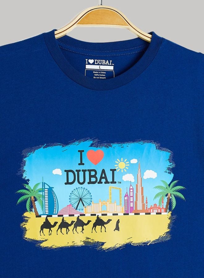 Al Jaber - I Love Dubai Printed T-Shirt Blue/Yellow/Black - Image 1