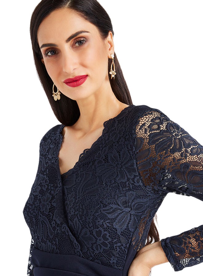 tfnc LONDON - Scarlet Thigh Split Dress Navy - Image 1