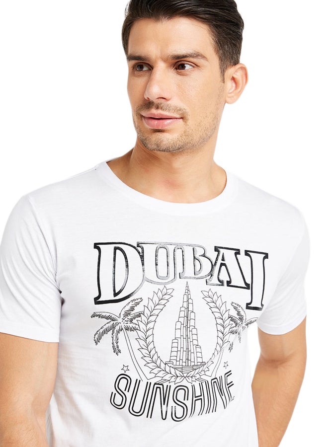 آل جابر تيشيرت مزين برسومات أبيض - Image 4