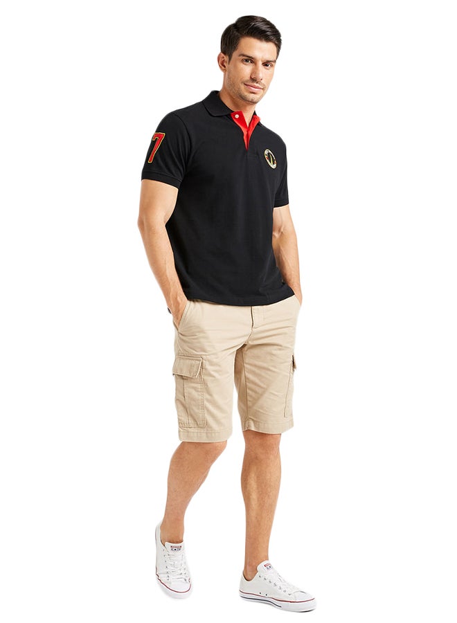 آل جابر تيشيرت بولو بشعار مطرز أسود - Image 3