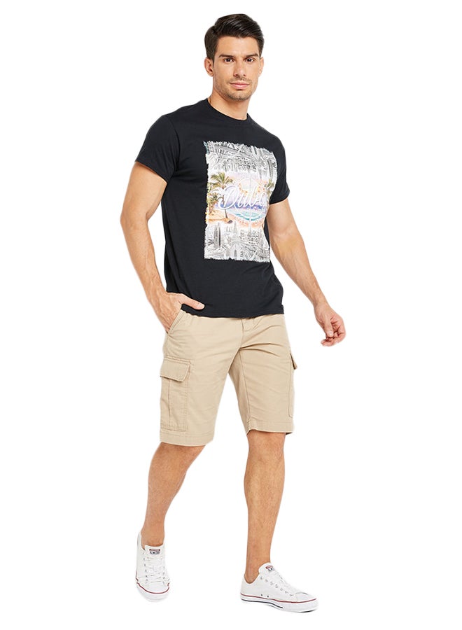 آل جابر تيشيرت مزين برسومات أسود - Image 3