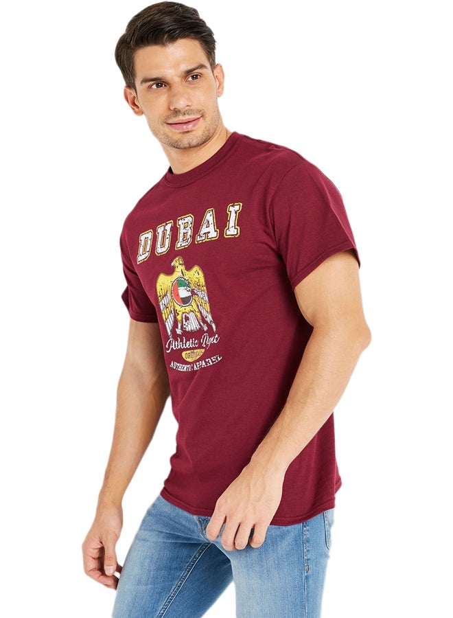 آل جابر تيشيرت مزين برسومات كستنائي - Image 1