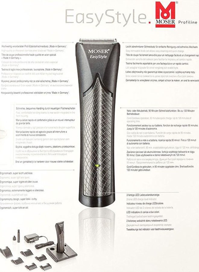 MOSER Easy Style Professional Cordless Hair Clipper Black/Silver - Image 4