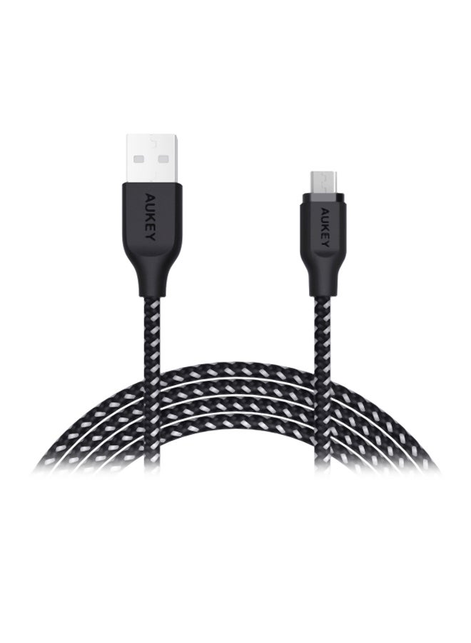 Aukey CB-CD5 Nylon Braided USB-C to USB-C Fast Charging Cable, 1M, Compatible with iPhone 15 Pro & Above, Android Smartphones And Tablets - Black - Image 2