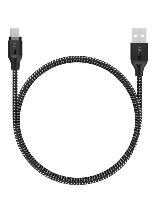 Aukey CB-CD5 Nylon Braided USB-C to USB-C Fast Charging Cable, 1M, Compatible with iPhone 15 Pro & Above, Android Smartphones And Tablets - Black - Image 1