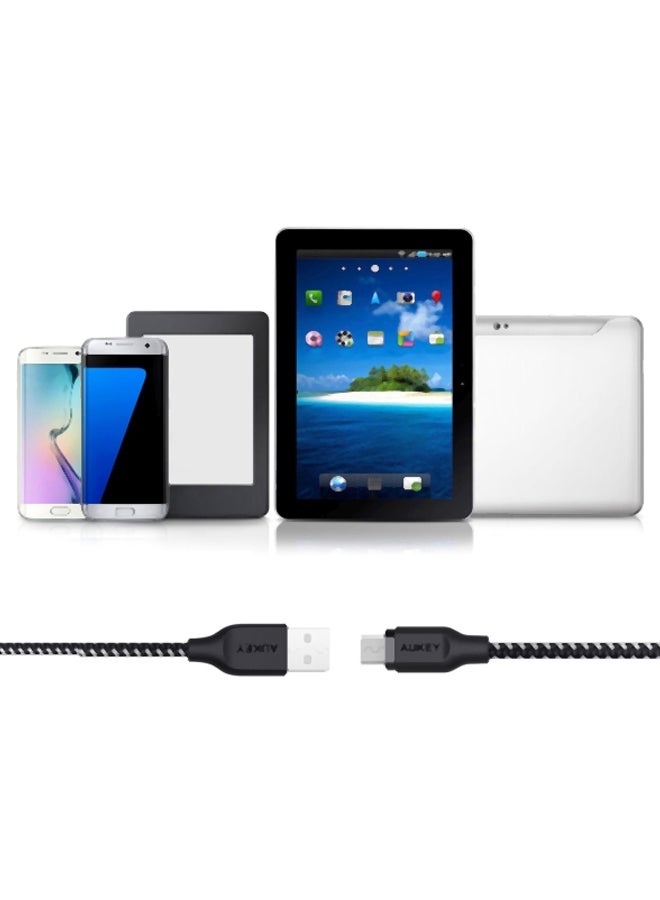 Aukey CB-CD5 Nylon Braided USB-C to USB-C Fast Charging Cable, 1M, Compatible with iPhone 15 Pro & Above, Android Smartphones And Tablets - Black - Image 4