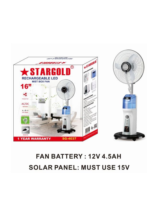 Stargold - Rechargeable LED Mist Box Fan 2.2 L 75.0 W SG-4037 White/Cyan/Black - Image 1