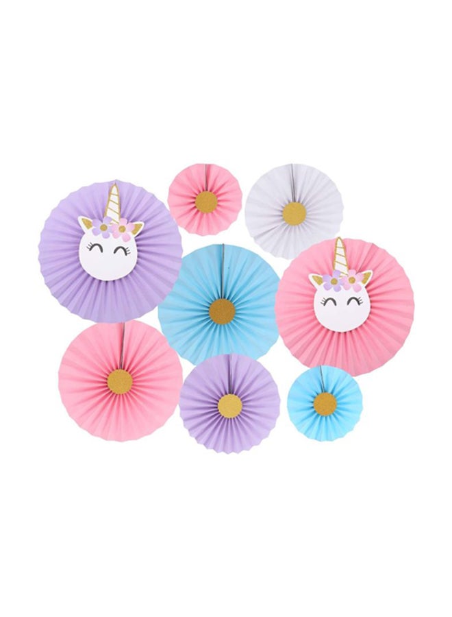 بارتي تايم مجموعة مراوح للديكور مُزينة بتصميم يونيكورن مكونة من 8 قطع - Image 1