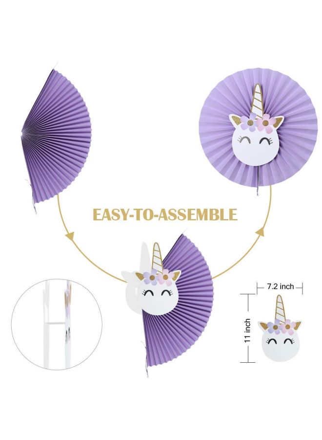 بارتي تايم مجموعة مراوح للديكور مُزينة بتصميم يونيكورن مكونة من 8 قطع - Image 3