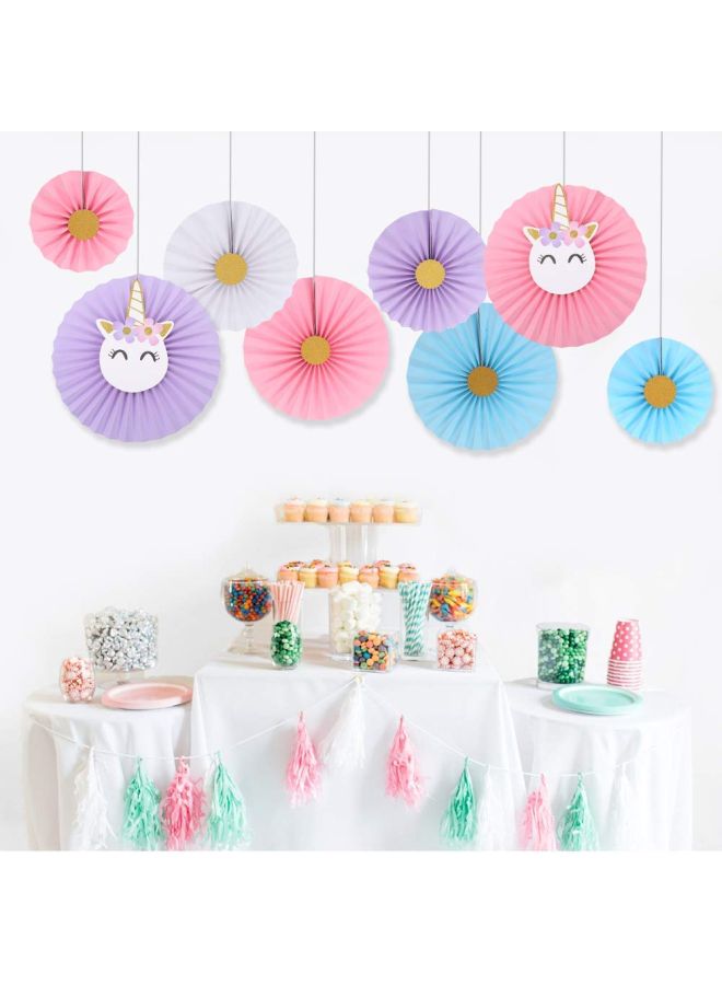 بارتي تايم مجموعة مراوح للديكور مُزينة بتصميم يونيكورن مكونة من 8 قطع - Image 4