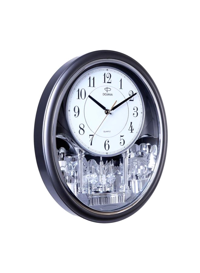 ساعة حائط بعقارب ذات تصميم دائري رمادي غامق/ أبيض